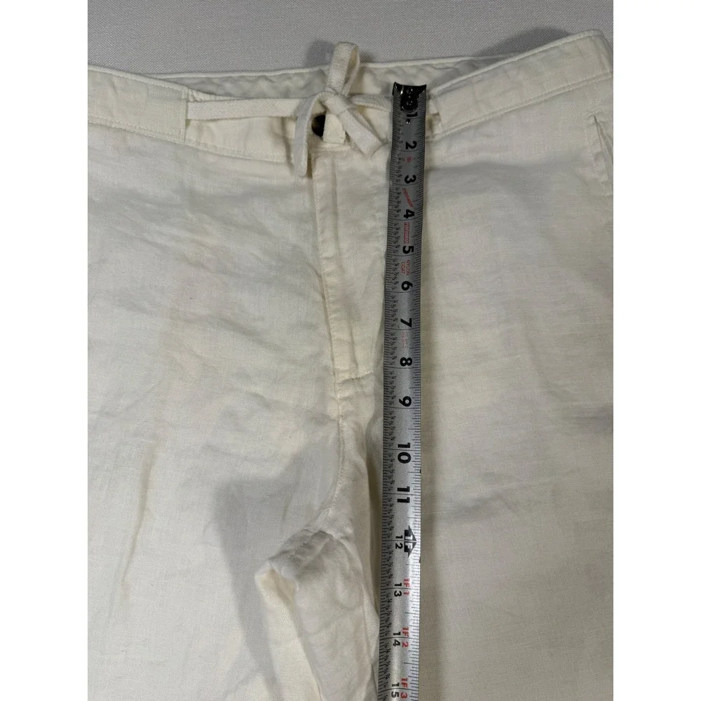 Tasso Elba Island Mens 34x29 Cream 100% Linen Drawstring Straight Leg Pants